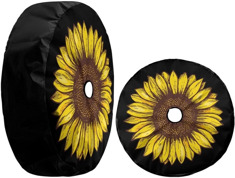 Foruidea Retro Sunflower Spare Tire Cover with Backup Camera Hole Wheel Tire Cover Fit Trailer, RV, SUV and Many Vehicle 17inch - Image 3